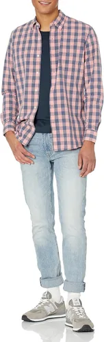 Vista 4 de Marca Tienda Goodthreads - Camisa de popelina a cuadros con manga larga y ajuste estándar para hombre