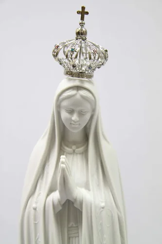 Vista 4 de Vittoria Collection 28 pulgadas Nuestra Señora de Fátima con corona de metal joya Virgen María estatua italiana escultura hecha en Italia