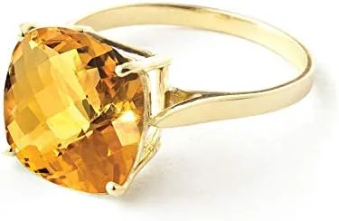 Vista 2 de Galaxy Gold GG Anillo de oro amarillo macizo de 3.6 quilates de 18 quilates con corte cojín citrino natural