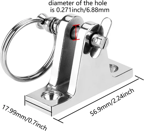 Vista 3 de TINGZHIGO Bisagra de cubierta superior Bimini con pasador de liberación rápida, accesorios de montaje superior Bimini Bisagra de cubierta de 90°