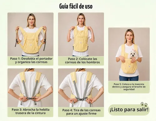 Vista 6 de Transportador para perros pequeños, cachorros y gatitos, hasta 8 libras Diseño manos libres, estilo de transporte frontal, estilo de transporte
