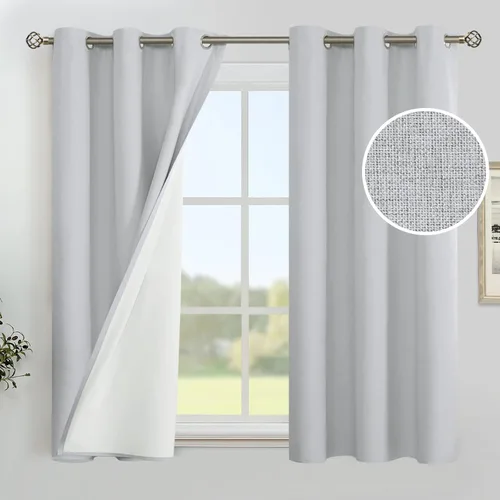 Vista 67 de YoungsTex - Cortinas 100% opacas para dormitorio, con aislamiento térmico y ojales, cortinas oscuras negras con capa pesada para ventana de sala