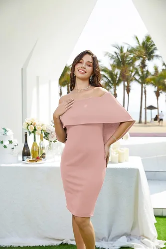 Vista 8 de GRACE KARIN Vestido midi delgado con hombros descubiertos para mujer