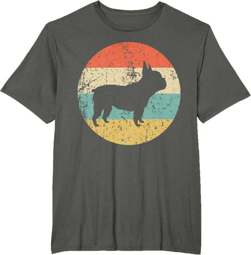 Vista 7 de Camiseta de perro retro de Bulldog Francés Negro