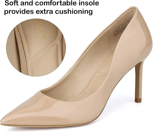 Vista 6 de JENN ARDOR Zapatos de tacón de aguja cómodos para mujer, de 3 pulgadas, elegantes, preciosos, cerrados, puntiagudos, sin cordones, tacones altos