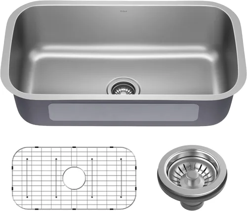 Vista 15 de Kraus KBU11 - Fregadero de cocina de acero inoxidable de 19 3/4 pulgadas, fregadero de cocina duradero de calibre 18 de un solo tazón
