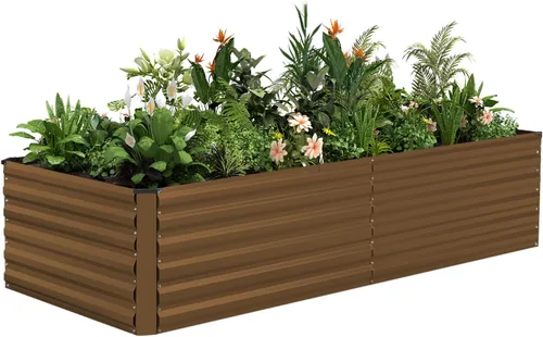 Vista 10 de NAVINE Cama de jardín elevada de 8 x 4 x 2 pies, macetas elevadas de metal grande, macetas para plantas al aire libre para verduras, flores