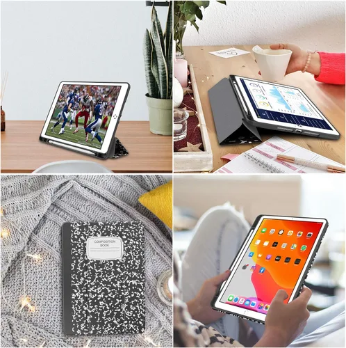 Vista 6 de Soke - Funda para iPad de 9ª generación 2021/8ª generación 2020/7ª generación 2019 con soporte para lápices - Funda de protección premium a prueba