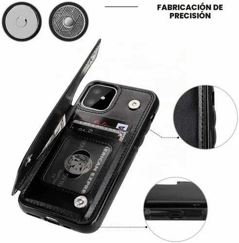 Vista 7 de ONETOP Funda tipo cartera para iPhone 11 con tarjetero de crédito, color Negro