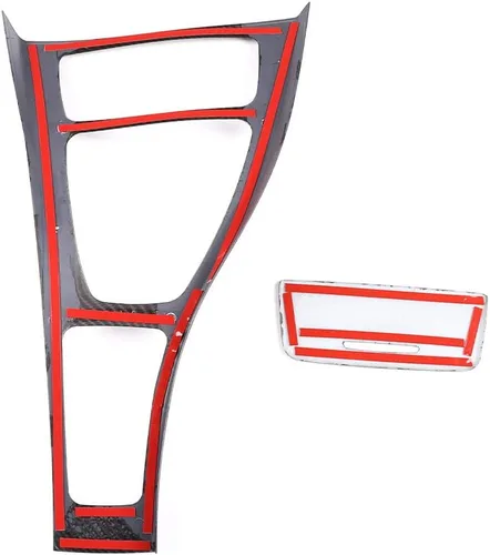 Vista 5 de Marco de cambio de engranajes de consola central de fibra de carbono ABS Accesorios para BMW E90 E92 2005-2012 Serie 3 conducción izquierda