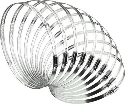 Vista 10 de Juego de abrazaderas de manguera - 10 piezas de abrazaderas de manguera de tornillo sin fin de acero inoxidable 304 de 3 pulgadas para línea