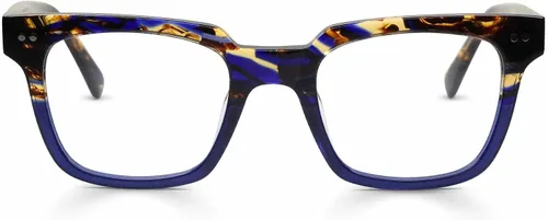 Vista 12 de eyebobs In Cahoots Traditional and Blue Light Reading Glasses Frente y patillas de corte negro y cristal