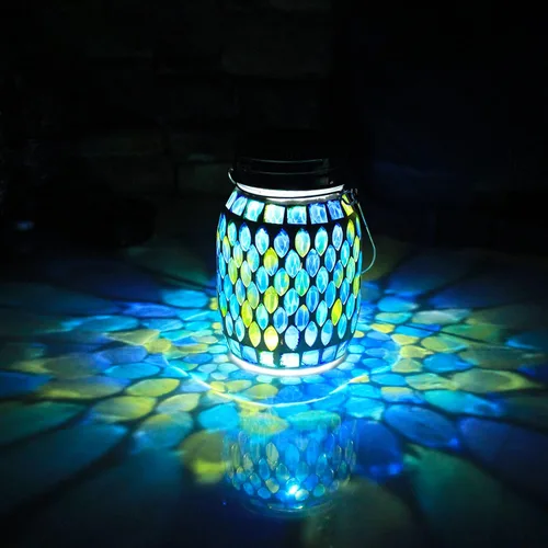 Vista 11 de Luces de Mosaico Linternas Colgantes de Exterior, Linternas Solares de Mosaico Recargables, Luces Nocturnas Solares Impermeables de Exterior