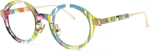 Vista 2 de Zeelool Retro TR90 - Lentes redondos para mujer con lente transparente sin receta Dylan FP0174 verde floral