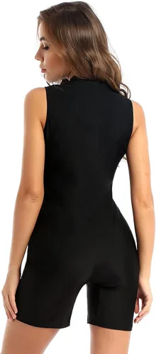 Vista 3 de Traje de baño deportivo de una pieza con cremallera y cuello alto para mujer