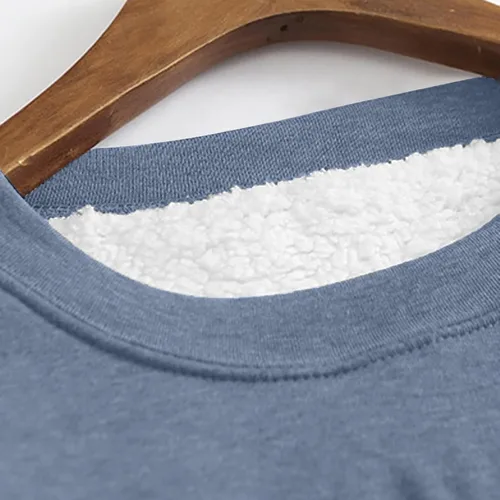 Vista 4 de Camisas cálidas con forro polar de invierno para mujer, estilo casual, color liso, raglán, manga larga, cuello redondo, camiseta térmica casual