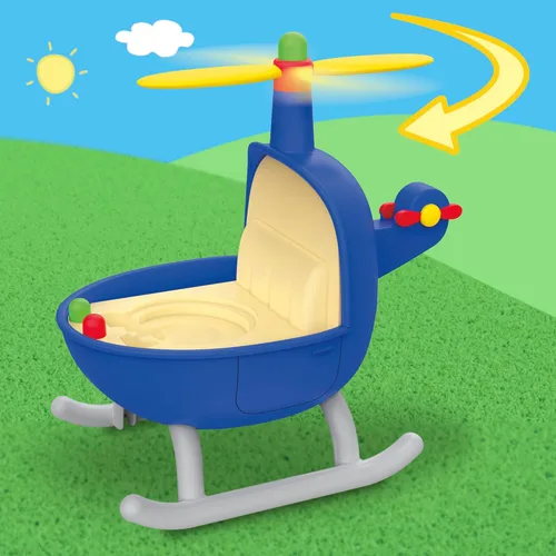 Vista 6 de Peppa Pig Peppa's Little Vehicle Playset para niñas y niños, incluye helicóptero, cámper y automóvil, y juego de 5 figuras, juguetes preescolares, a