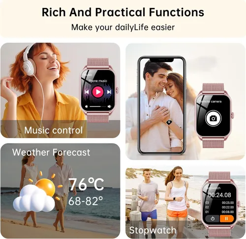 Vista 5 de Relojes inteligentes para mujer, rastreador de fitness HD de 1.83 pulgadas (respuesta/hacer llamadas), IP68 impermeable, más de 120 modos deportivos