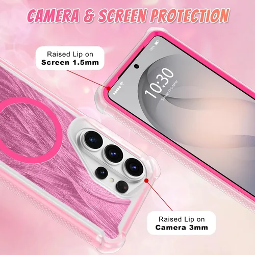 Vista 110 de Bonoma - Funda compatible con Samsung Galaxy S21 Plus, diseño de corazón con purpurina, color rosa Support for MagSafe, Plating Magnetic Case TPU