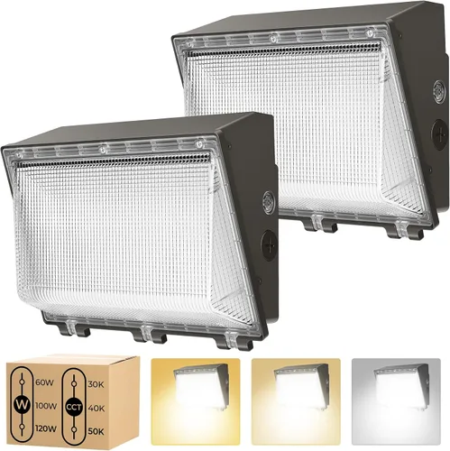 Vista 10 de CINOTON Paquete de luz LED conmutable de pared de 120 W/100 W/60 W con sensor de atardecer a amanecer, 3CCT 5000K/4000K/3000K, [100-277V] IP65