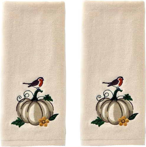 Vista 8 de SKL Home Juego de 2 toallas de mano bordadas con corona de otoño y Acción de Gracias, 100% algodón, decoración para baño, cocina, bar y regalo