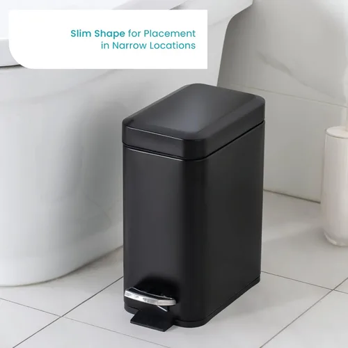 Vista 5 de Home Zone Living 1.3 galones pequeño cubo de basura para baño con tapa y pedal de paso, cesto de basura de acero inoxidable con diseño delgado