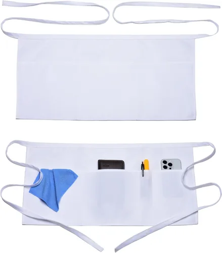 Vista 11 de 2 Pack Server Apron with 4 Pockets, Waitress Waiter Waist WaterDrop Resistant Short Aprons