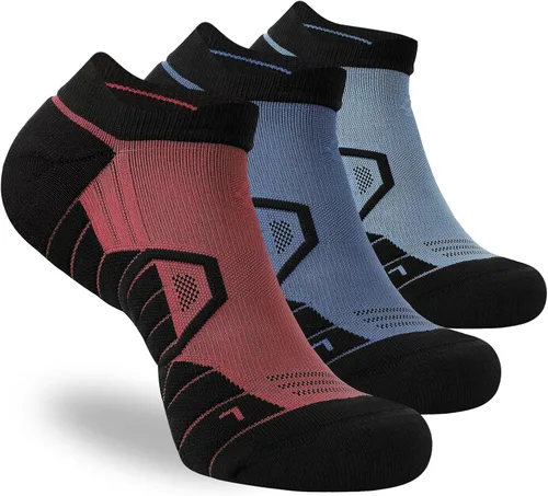 Vista 10 de Hylaea Calcetines Atléticos para Correr con Cojín Acolchado que Absorben la Humedad de Corte Bajo 3 Pares Negro