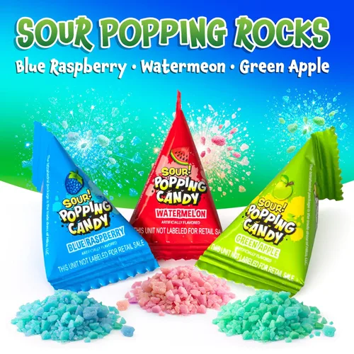 Vista 4 de Sour Popping Rocks, Popping Candy envuelto individualmente, 40 paquetes