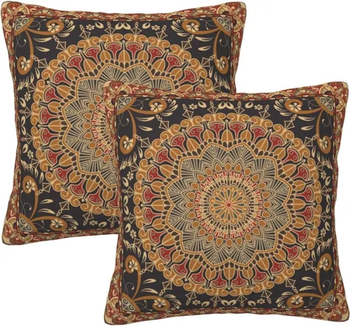 Vista 13 de Juego de 2 fundas de almohada de árbol de bosque natural, fundas de almohada de algodón de 16 x 16 pulgadas, fundas de almohada de algodón