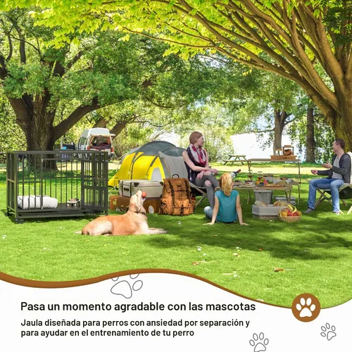 Vista 7 de Polar Aurora Jaula para perros resistente, perrera plegable e indestructible, jaula para perros extra grande a prueba de escapes con ruedas