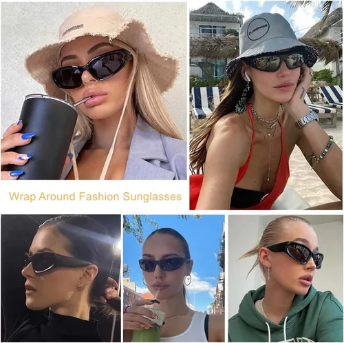 Vista 2 de BAWUYI Y2K - Lentes de sol envolventes para hombres y mujeres, accesorios de los años 2000, lentes cibernéticos, deportivos, motociclistas