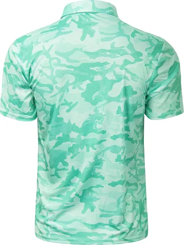 Vista 14 de TAPULCO Camisetas tipo polo de secado rápido para hombre, diseño de camuflaje, atléticas, ligeras, transpirables, casuales, para golf