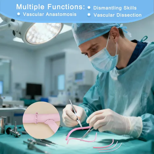 Vista 3 de Modelo de entrenamiento de anastomosis vascular 4PCS Reusable Artificial Blood Vessel Phantom Simulator for End-to-End Suturing Practice, Skills