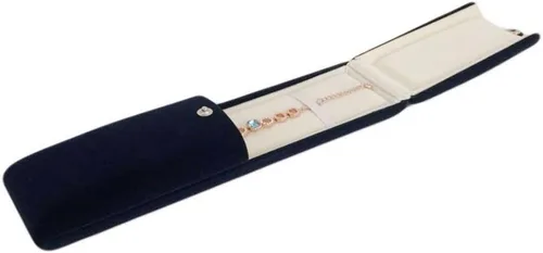 Vista 2 de Caja de regalo de joyería de alta calidad para pulsera, collar, terciopelo azul marino, regalo moderno y elegante de galería (joyería no incluida)