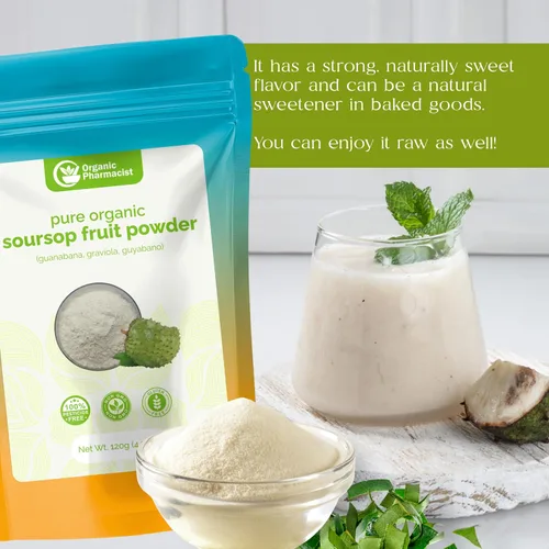 Vista 7 de Organic Pharmacist Polvo de fruta de guanábana, graviola, polvo de guanábana, guyabano, amargo de guanábana, fomenta la salud intestinal y el apoyo