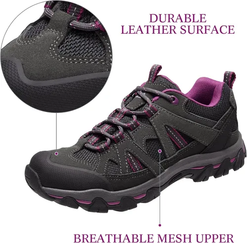 Vista 3 de CAMELSPORTS Zapatos de senderismo para mujer, transpirables, antideslizantes, ligeros, para exteriores, para senderismo, caminar