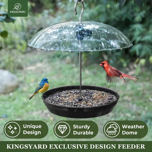 Vista 2 de Kingsyard - Comedero para pájaros con cúpula ajustable para colgar al aire libre