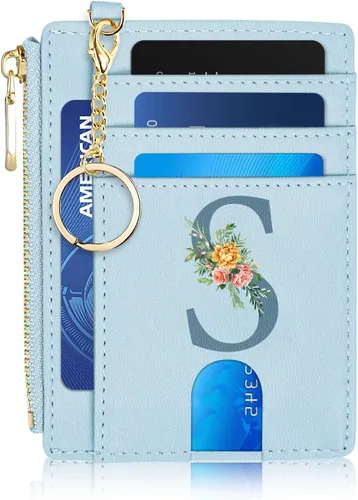 Vista 41 de Tarjetero para mujer minimalista y delgado con bolsillo frontal, bloqueo RFID, cartera compacta con ventana para identificación y bolsillo