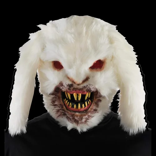 Vista 2 de Máscara de conejo de terror espeluznante para disfraz de monstruo de Halloween color blanco
