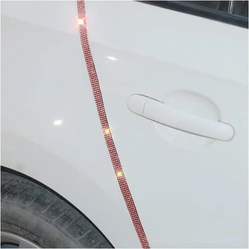 Vista 8 de 4 piezas de protectores de borde de puerta de coche con brillo, pegatinas de tira anticolisión para puerta lateral de auto con diamantes, cinta