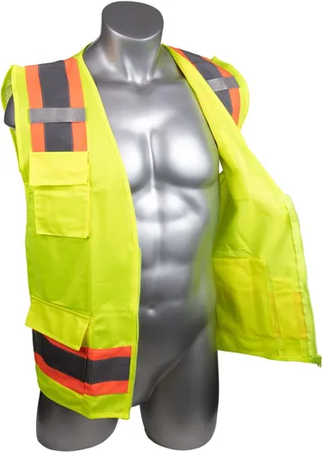 Vista 4 de Malta Dynamics Chaleco de inspección de seguridad amarillo de alta visibilidad, compatible con OSHA/ANSI, tamaño multi