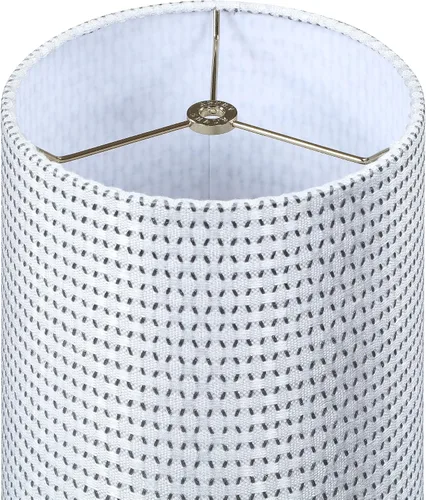 Vista 4 de Aspen Creative 31615 Pantalla de lámpara con forma de tambor de transición (cilindro) en forma de araña en jacquard blanco y gris, 8 pulgadas
