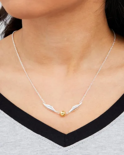 Vista 2 de Harry Potter Collar de Snitch dorado Quidditch plateado para mujer, 16+2 extensor