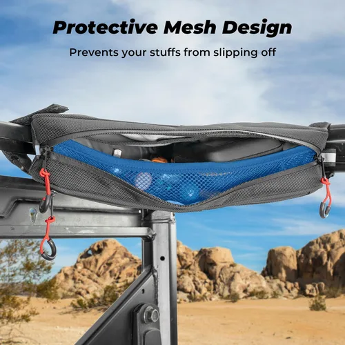 Vista 3 de Bolsa de almacenamiento triangular para barra de protección KEMIMOTO UTV, bolsa universal resistente al agua para techo/puerta/reposabrazos lateral