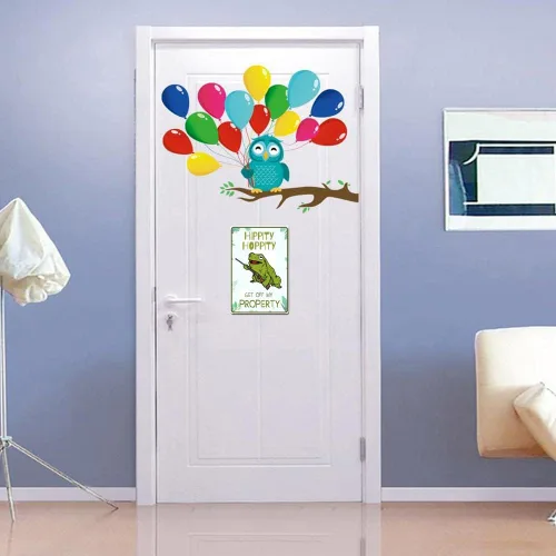 Vista 5 de Bestylez Divertido letrero de metal para puerta, decoración de rana para dormitorio, bar, garaje, patio, regalo de rana Hippity Hoppity Get Off My