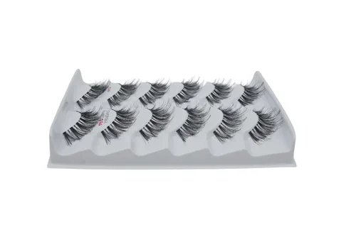Vista 2 de Red Cherry Pestañas postizas #WSP cabello humano, 6 pares, 100% cabello humano, hechas a mano, sin látex, color negro