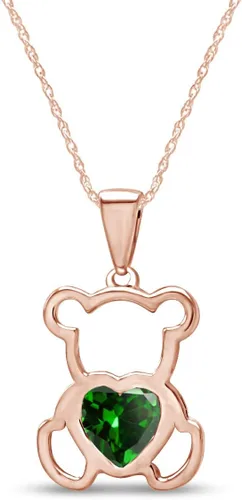 Vista 20 de Collar con colgante de oso de peluche con piedra natal para mujer Simulated Alexandrite