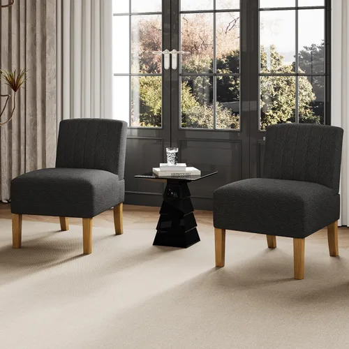 Vista 15 de VIRRMO Sillas de Acento sin Brazos para Sala de Estar, Silla Slipper Moderna Sillas de Sala de Estar con Patas de Madera Sólida, Silla de Tocador