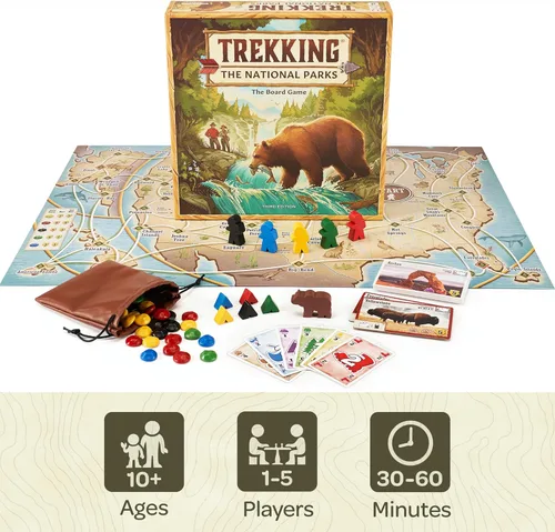 Vista 5 de Underdog Games Trekking The National Parks - Juego de mesa familiar galardonado para niños a partir de 10 años, fácil de aprender, actividades
